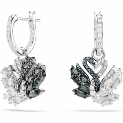 Swarovski Ohrringe Damen Swan Drop Earrings Schwarz Rhodium‑/Ruthenium‑Finish 5705728