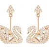 Swarovski Ohrstecker Unisex Facet Swan Drop Earrings Rose‑Gold‑Plated 5358058