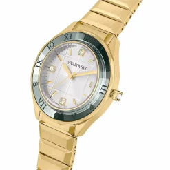 Swarovski Uhr Unisex Dextera 3‑Hand 37 mm Metallarmband Gold‑Plattiert 5635450