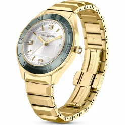 Swarovski Uhr Unisex Dextera 3‑Hand 37 mm Metallarmband Gold‑Plattiert 5635450