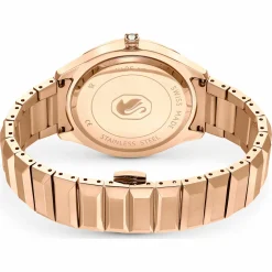 Swarovski Uhr Unisex Dextera 3‑Hand 37 mm Metallarmband Schwarz Roségold‑Plattiert 5641294