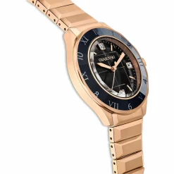Swarovski Uhr Unisex Dextera 3‑Hand 37 mm Metallarmband Schwarz Roségold‑Plattiert 5641294