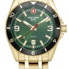 Swiss Alpine Military 7034.1118 Herrenarmbanduhr Sierra gold grün, Artikelnummer 7034.1118