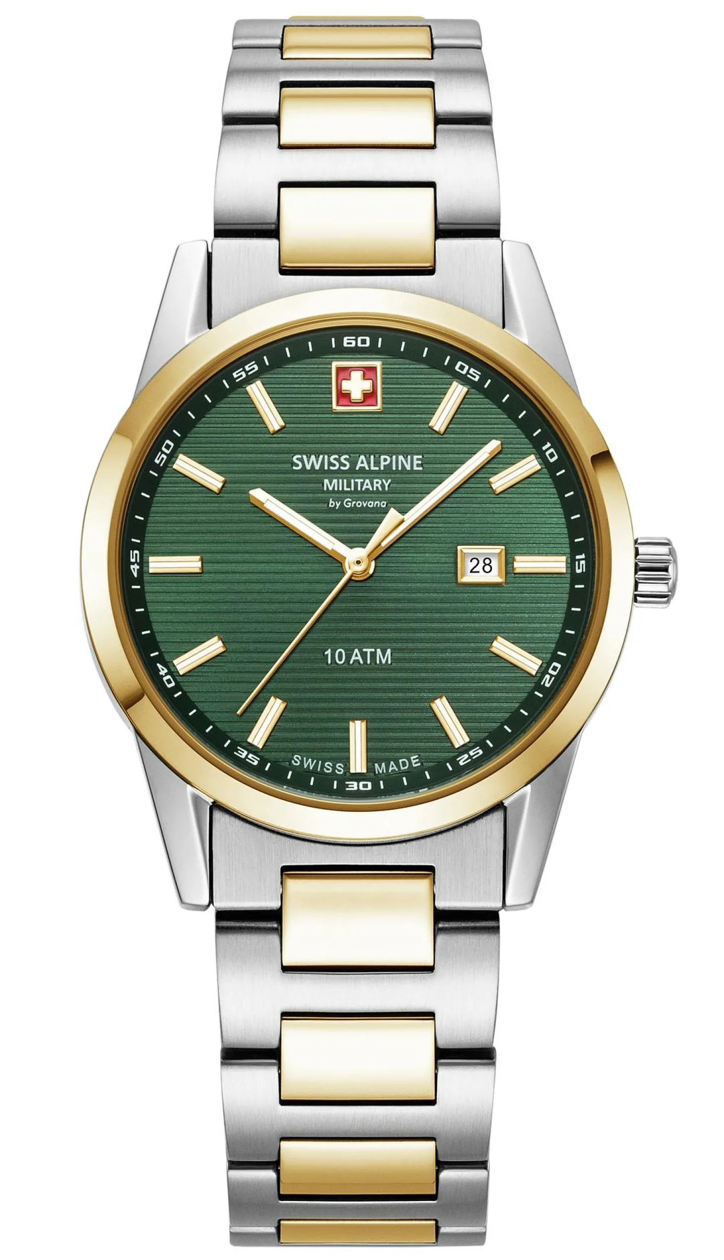 Swiss Alpine Military Damen Armbanduhr Argos bicolor grün 34mm Quarz 10ATM 7767.1144
