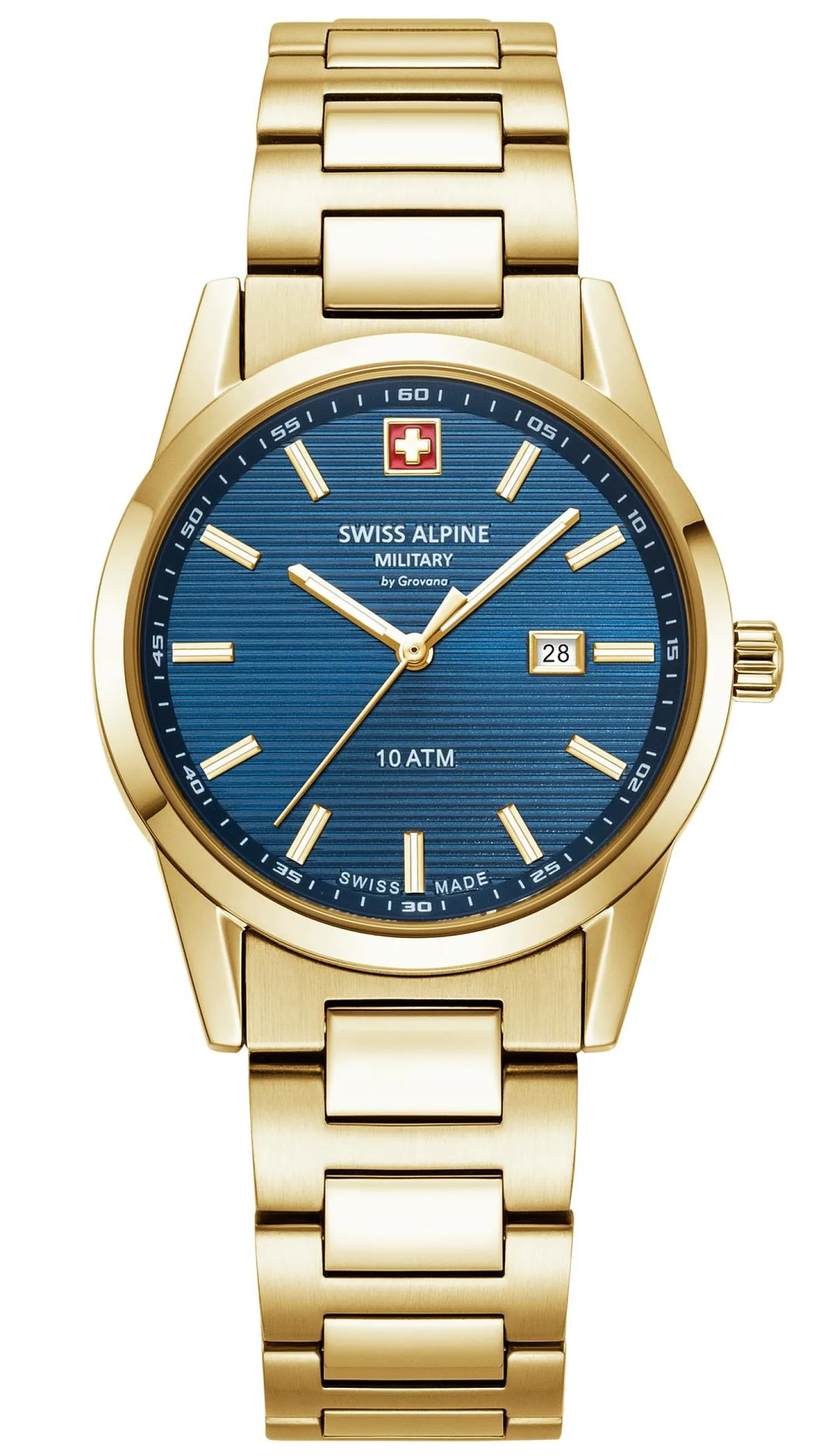 Swiss Alpine Military Damenuhr Argos gold blau 34mm Artikelnummer 7767.1115