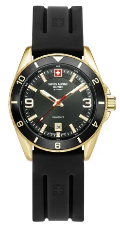 Swiss Alpine Military Herrenarmbanduhr Sierra Gold-Schwarz 7034.1817