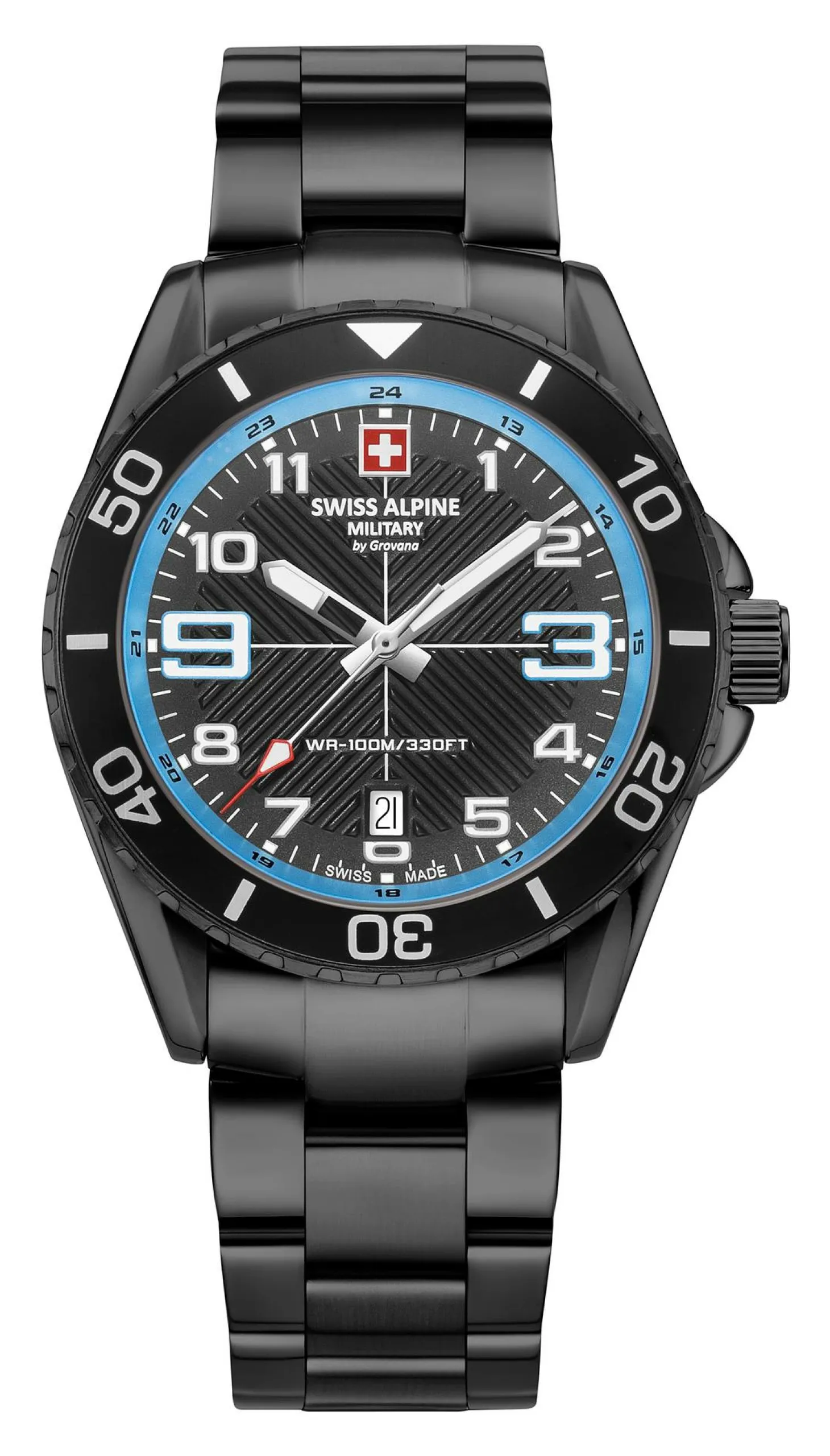 Swiss Alpine Military Herren Armbanduhr Taucheruhr Raptor schwarz 7029.1171