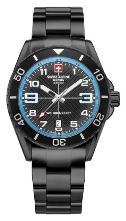 Swiss Alpine Military Herren Armbanduhr Taucheruhr Raptor schwarz 7029.1171