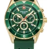 Swiss Alpine Military Herrenuhr 7034.9814 Sierra, Chronograph, Edelstahl, Grün-Gold, Artikelnummer 7034.9814
