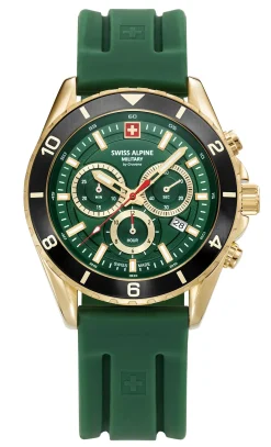 Swiss Alpine Military Herrenuhr 7034.9818 Sierra, Chronograph, Edelstahl, GrĂŒn-Gold, Artikelnummer 7034.9818