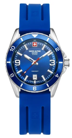 Swiss Alpine Military Herrenuhr fĂŒr Herren, Modell Sierra, silber-blau, Artikelnummer 7034.183