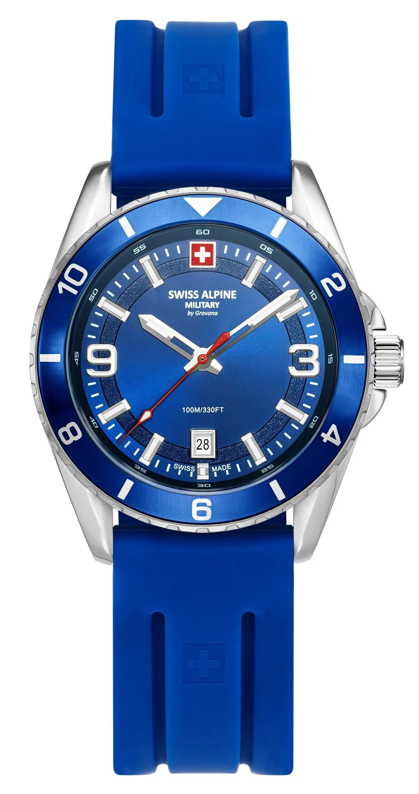 Swiss Alpine Military Herrenuhr für Herren, Modell Sierra, silber-blau, Artikelnummer 7034.183