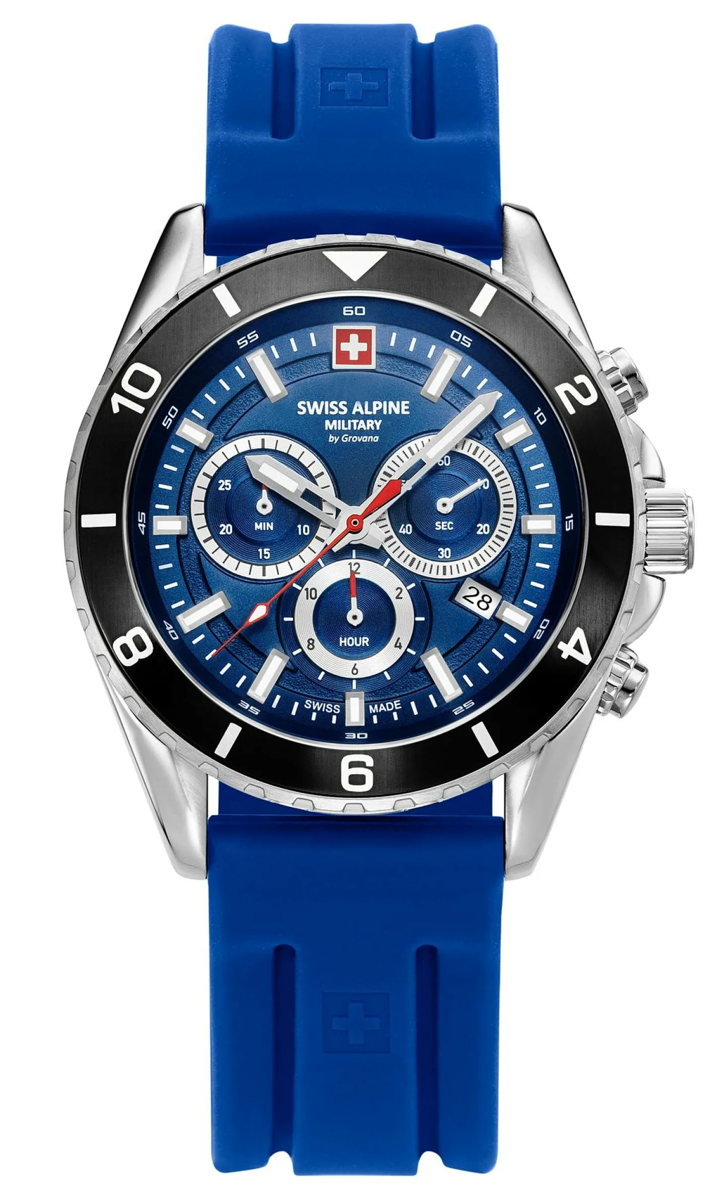 Swiss Alpine Military Herrenuhr Sierra, Chronograph, Edelstahl, Blau-Silber, Artikelnummer 7034.9836