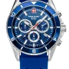 Swiss Alpine Military Herrenuhr Sierra, Chronograph, Edelstahl, Blau-Silber, Artikelnummer 7034.9835