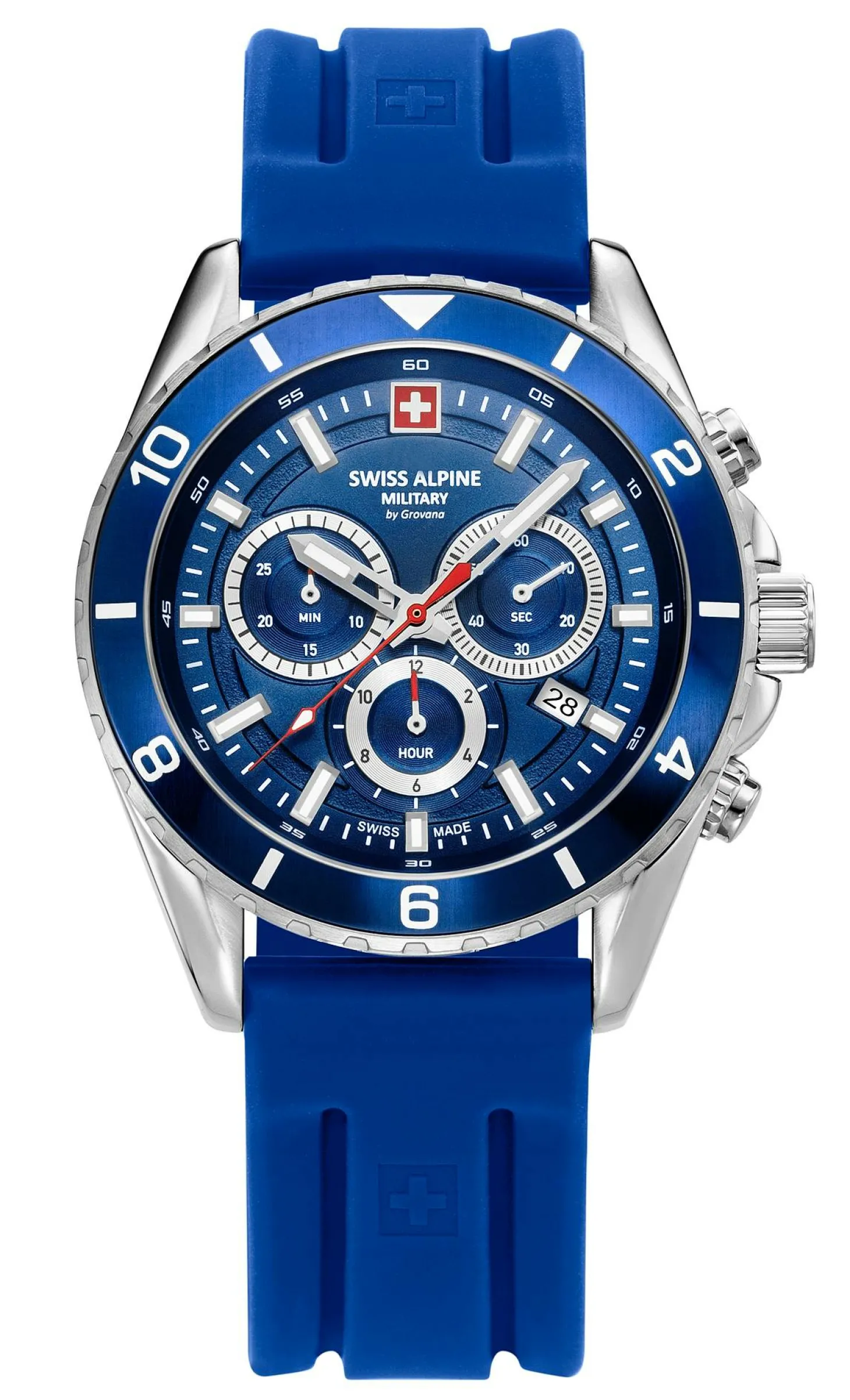 Swiss Alpine Military Herrenuhr Sierra, Chronograph, Edelstahl, Blau-Silber, Artikelnummer 7034.9835