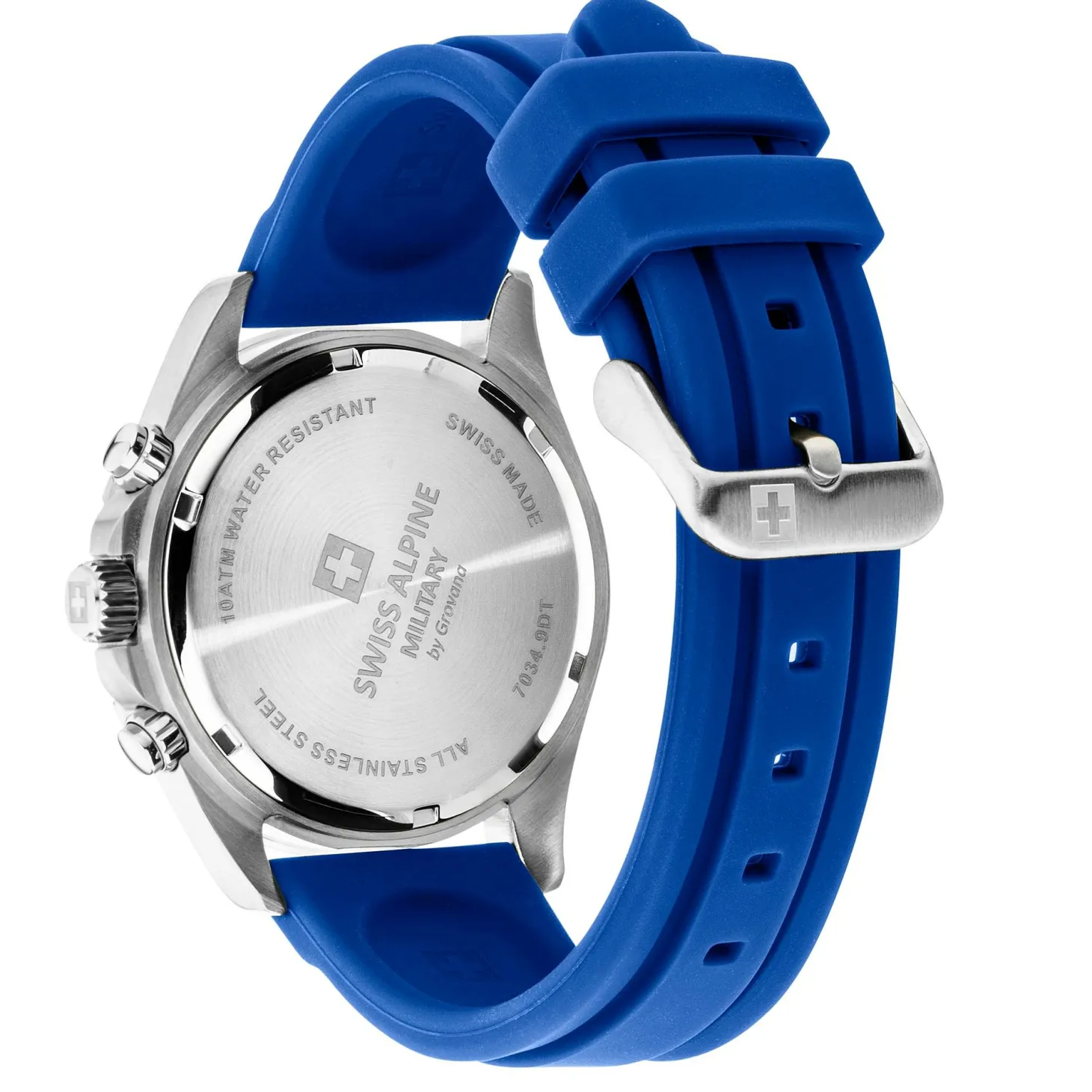 Swiss Alpine Military Herrenuhr Sierra, Chronograph, Edelstahl, Blau-Silber, Artikelnummer 7034.9835