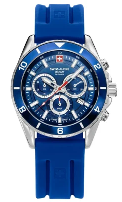 Swiss Alpine Military Herrenuhr Sierra, Chronograph, Edelstahl, Blau-Silber, Artikelnummer 7034.9835