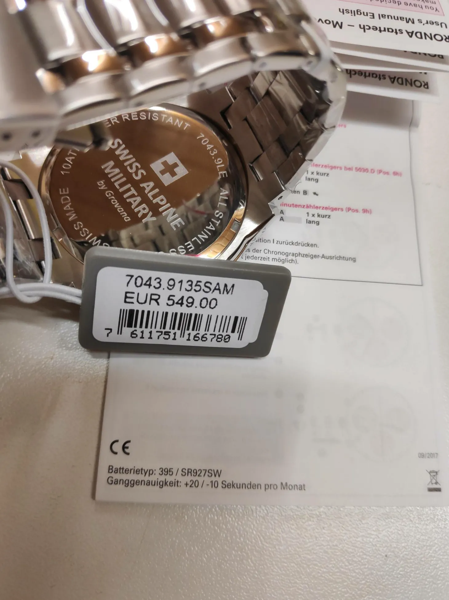 Swiss Alpine Military Herren Armbanduhr Chronograph 10 Atm 46 mm 7043.9135