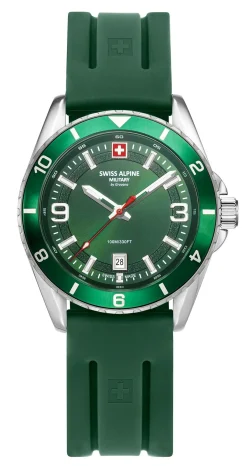 Swiss Alpine Military Herrenuhr Sierra silber-grĂŒn 42mm 7034.1834