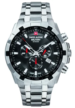 Swiss Alpine Military Herren Armbanduhr Chronograph Quarz 10ATM Swiss Made Star Fighter 7043.9137