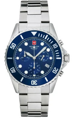 Swiss Alpine Military Herren Armbanduhr 7053.9135 Chronograph & Datumsfenster Armband Stainless Steel