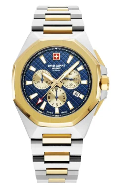 Swiss Alpine Military Herren Armbanduhr Chronograph 42 mm Avenger bicolor 7005.9145