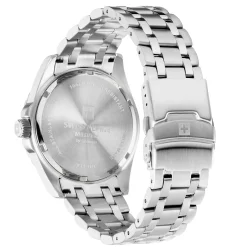 Swiss Alpine Military Herrenuhr Edelstahlarmband, Blaues Zifferblatt, Wasserdicht bis 10 ATM 7034.1136SAM