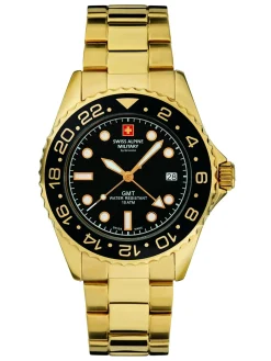 Swiss Alpine Military Herren Uhr GMT Analog Quarz 7052 Edelstahl