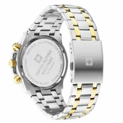 Swiss Alpine Military Herren Armbanduhr Chronograph bicolor Edelstahlarmband 46 mm 7043.9147
