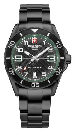 Swiss Alpine Military Herren Armbanduhr Taucheruhr Raptor schwarz 7029.1174