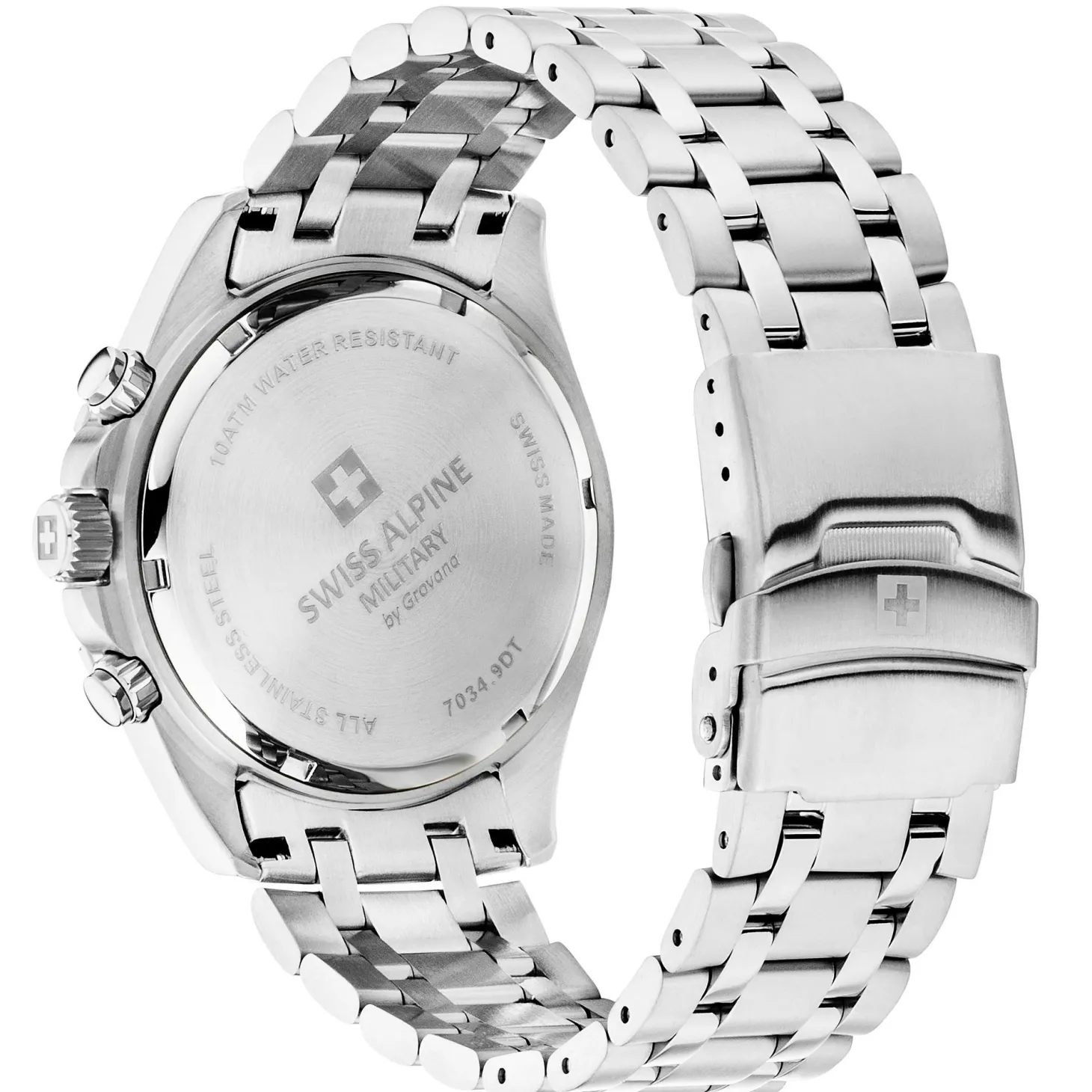 Swiss Alpine Military Herrenuhr Sierra Chrono, sportlich, silber/grün, Artikelnummer 7034.9138