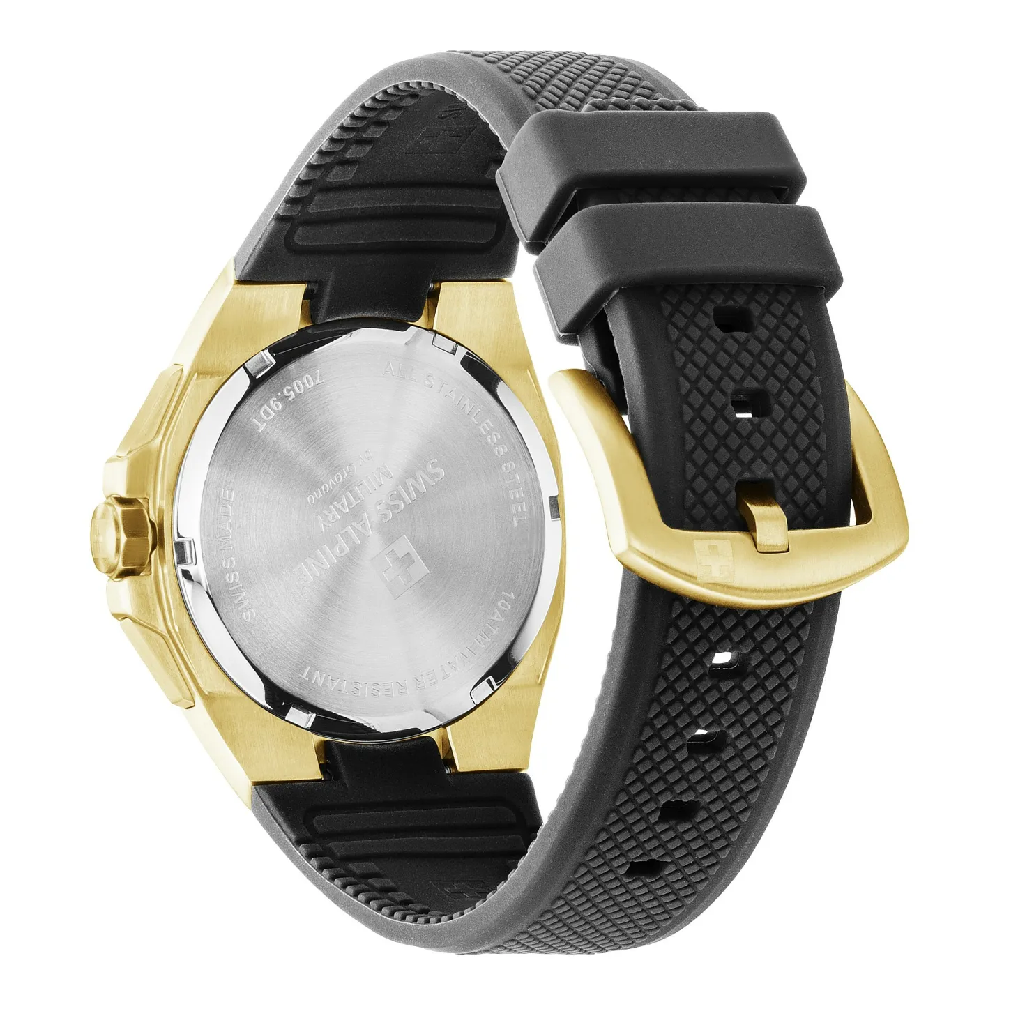 Swiss Alpine Military Herren Schweizer Armbanduhr 42 mm Armband Silikon schwarz 7005.9814