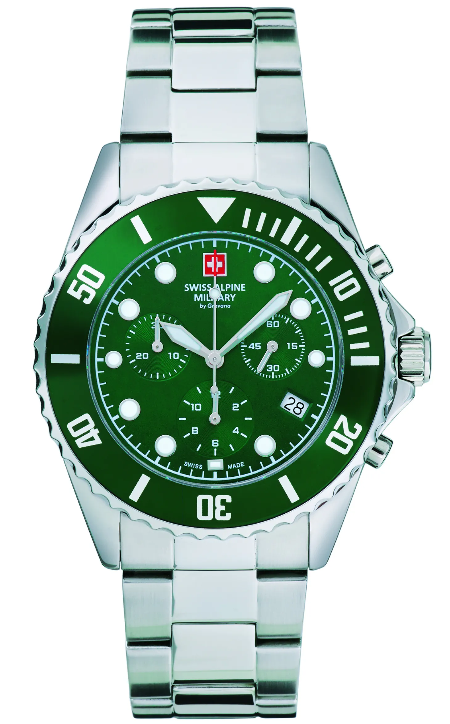 Swiss Alpine Military Herren Armbanduhr 7053.9134 Chronograph & Datumsfenster Armband Stainless Steel