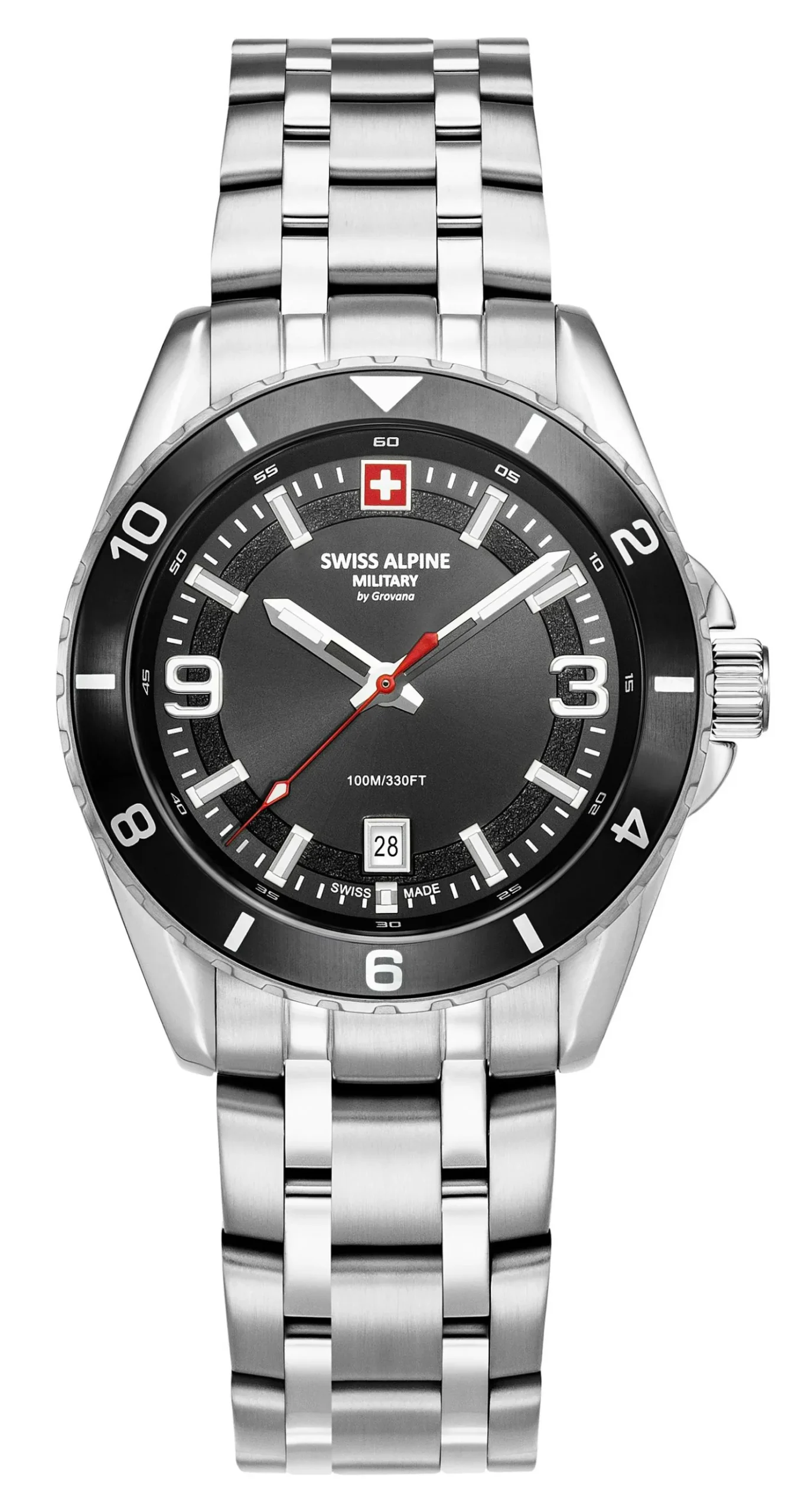 Swiss Alpine Military Herrenuhr für Herren in Silber und Schwarz Sierra 7034.1137