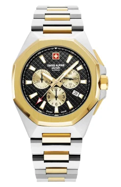 Swiss Alpine Military Herren Armbanduhr Chronograph 42 mm Avenger bicolor 7005.9147