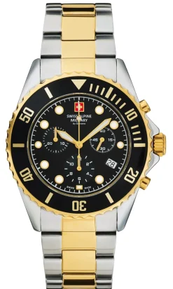 Swiss Alpine Military Herren Armbanduhr Master Diver Chrono 7053.9147 44 mm Chronograph & Datumsanzeige Armband Stainless Steel