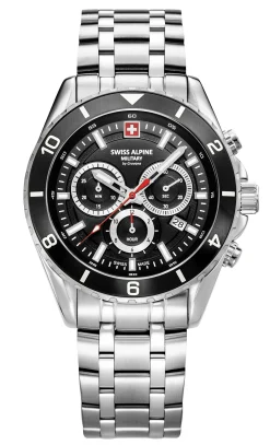 Swiss Alpine Military Herrenuhr Sierra Chrono, sportlich, silber/schwarz, Artikelnummer 7034.9137