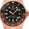 Swiss Alpine Military Schweizer Uhr GMT Diver Herrenuhr, Roségold, 42mm 7052.1164