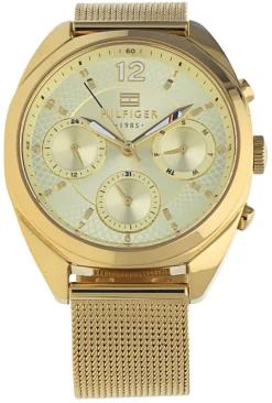 Tommy Hilfiger Damenuhr Chronograph Goldfarben Edelstahl Milanaise-Band TH 1781488 UHR AIR