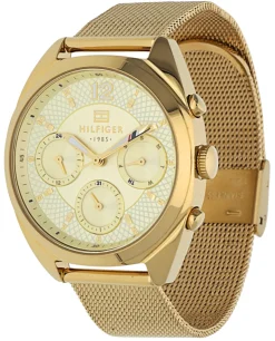 Tommy Hilfiger Damenuhr Chronograph Goldfarben Edelstahl Milanaise-Band TH 1781488 UHR AIR