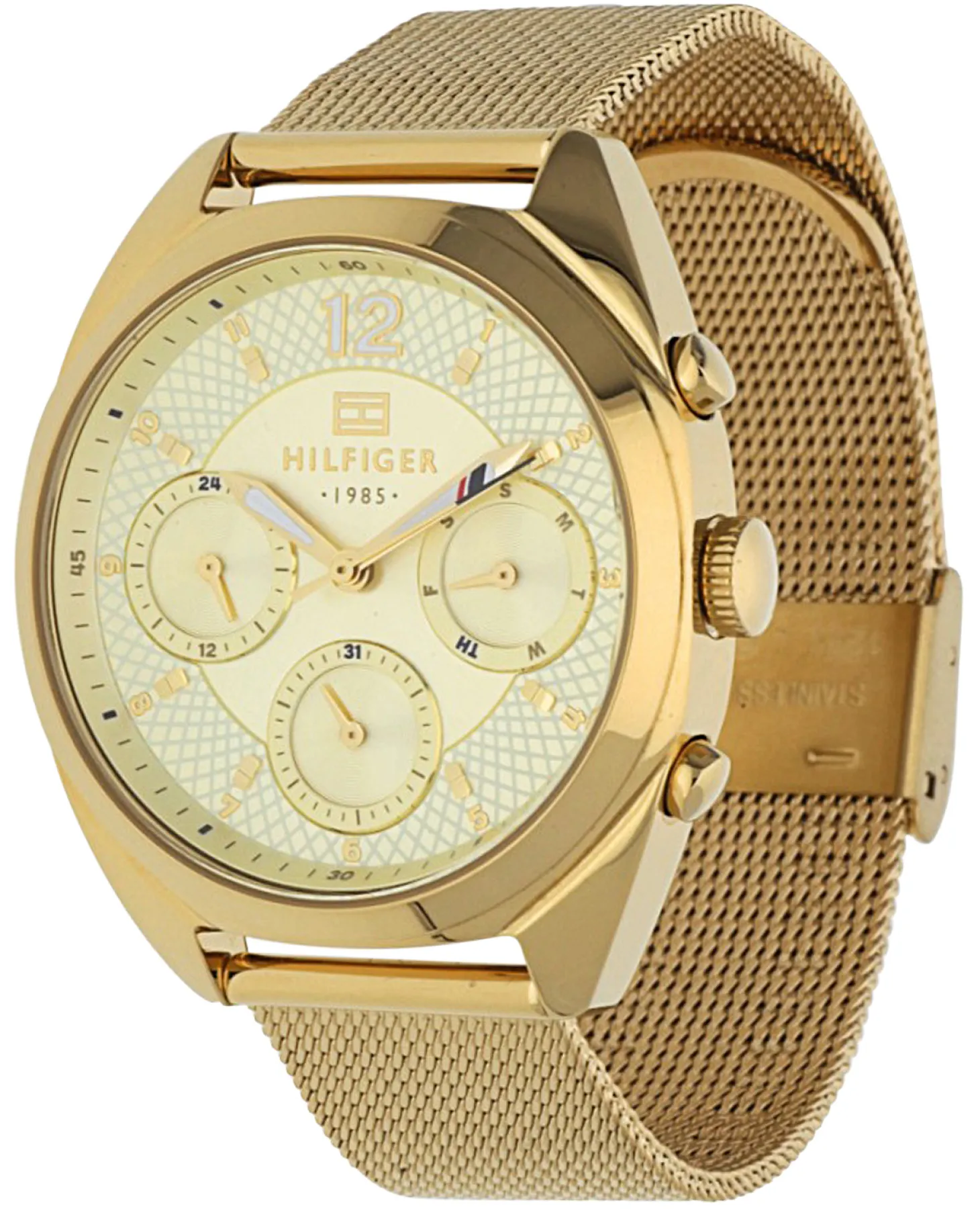 Tommy Hilfiger Damenuhr Chronograph Goldfarben Edelstahl Milanaise-Band TH 1781488 UHR AIR