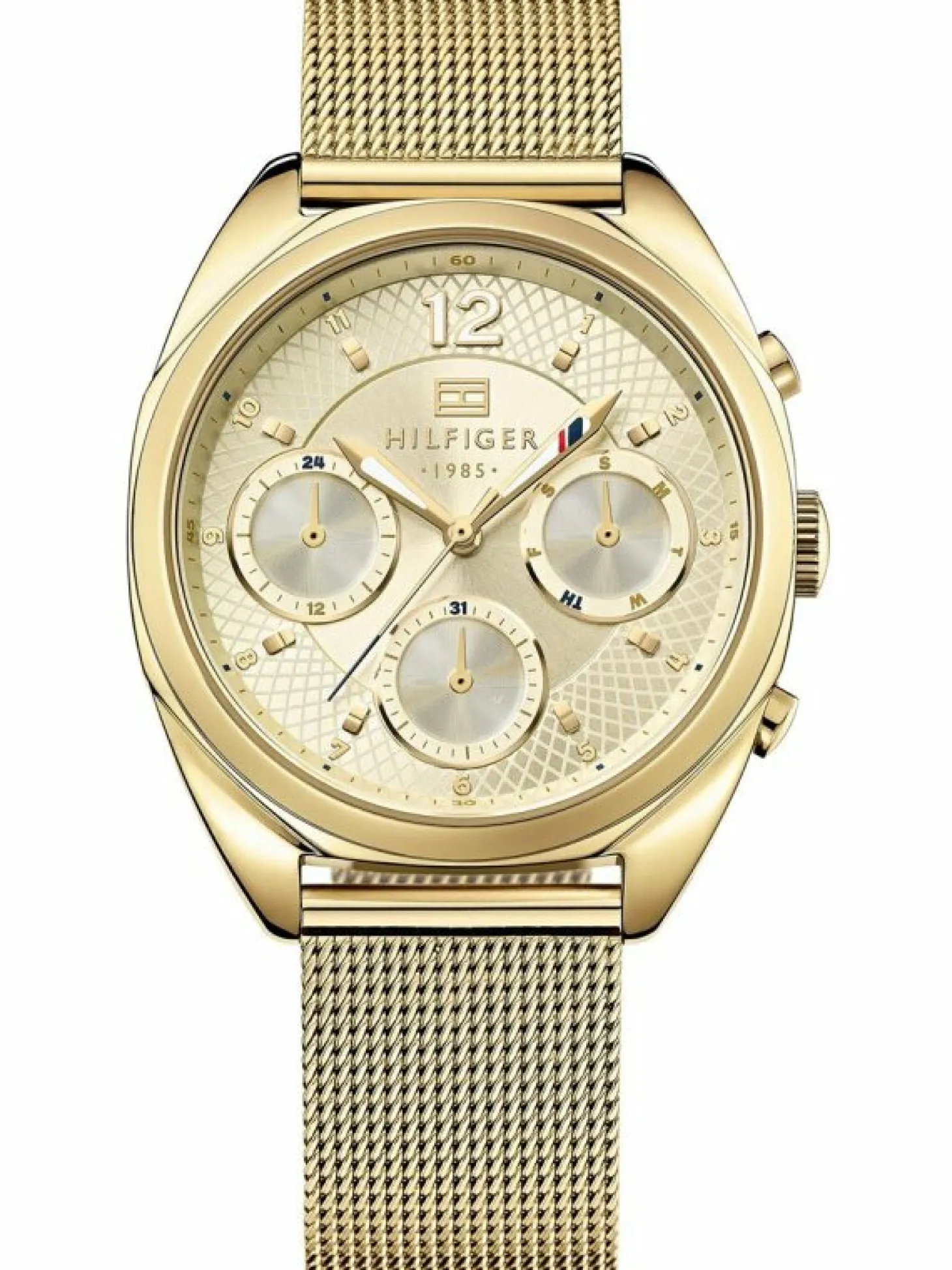 Tommy Hilfiger Damenuhr Chronograph Goldfarben Edelstahl Milanaise-Band TH 1781488 UHR AIR