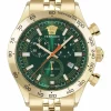 Versace Armbanduhr Unisex Hellenyium Chrono Gold Grün VE2U01225