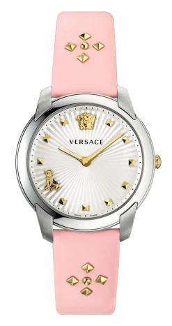 Versace Audrey V. Damenarmbanduhr Pink Leder Silber Stahl 38mm VELR00119