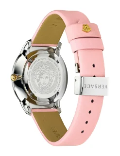 Versace Audrey V. Damenarmbanduhr Pink Leder Silber Stahl 38mm VELR00119