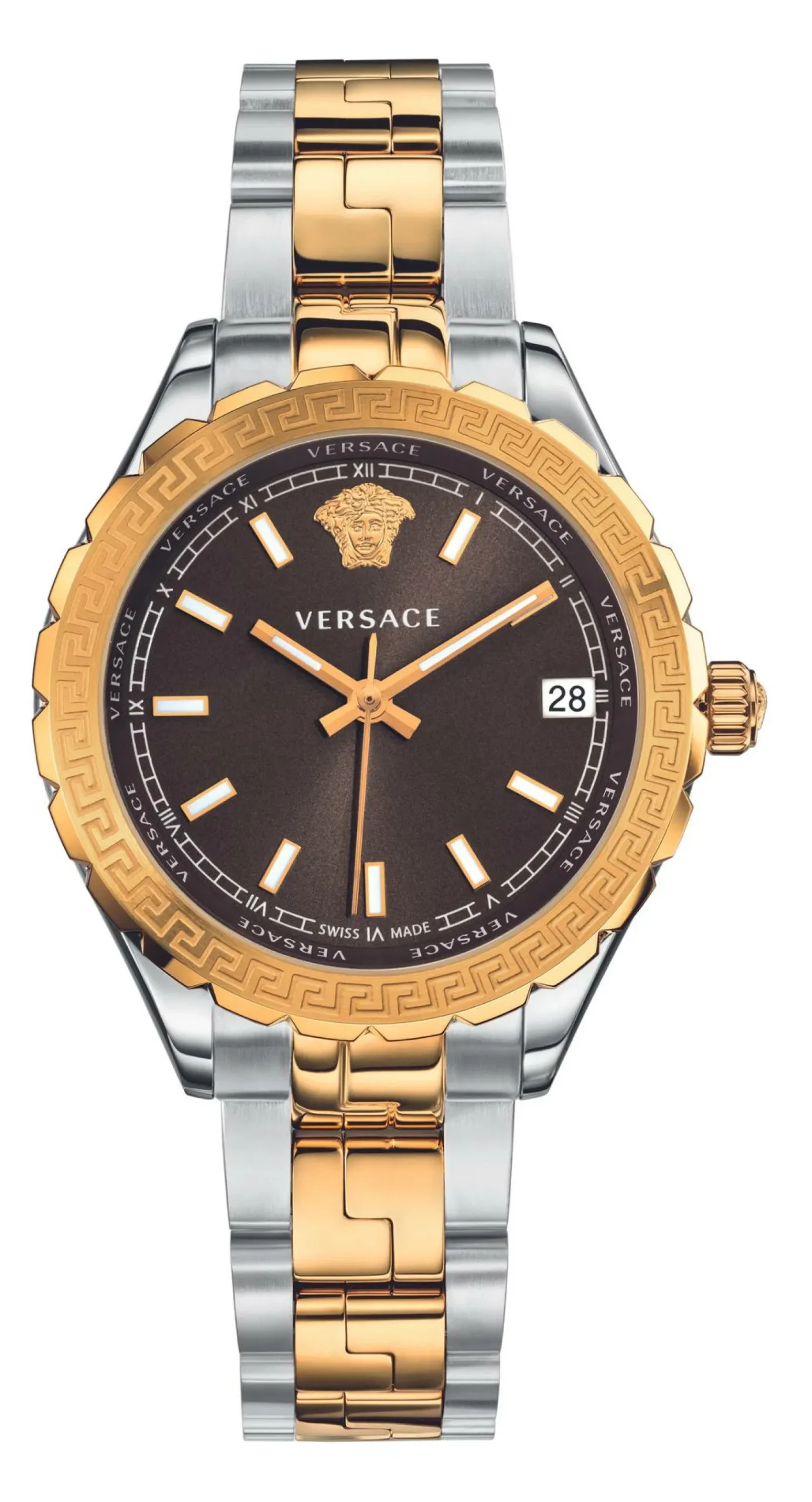 Versace Damen Analog Quarz Uhr Hellenyium Edelstahl Armband V1204 0015
