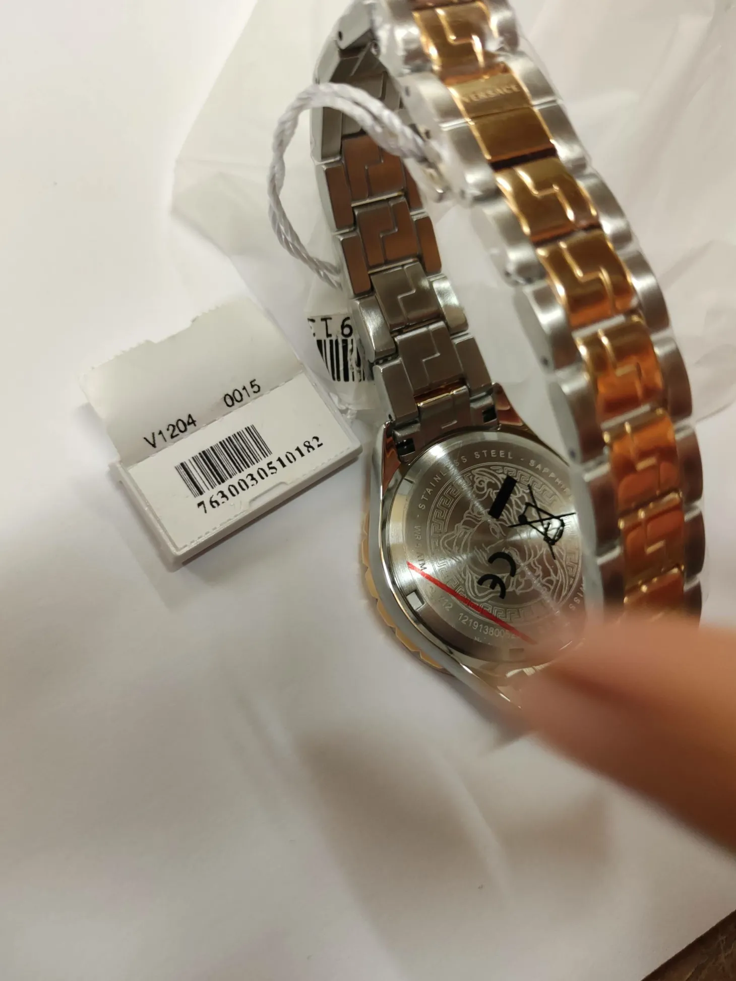 Versace Damen Analog Quarz Uhr Hellenyium Edelstahl Armband V1204 0015