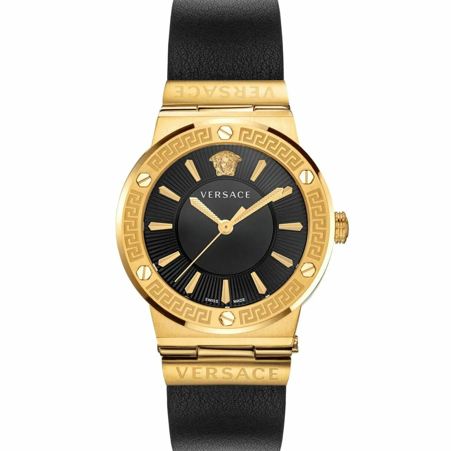 Versace Damen Armbanduhr GRECA LOGO schwarz, gold 38 mm VEVH00320