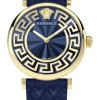 Versace Damen Armbanduhr LADY Lederarmband blau 35mm VE1CA0223