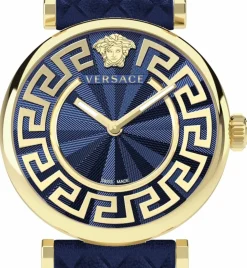 Versace Damen Armbanduhr LADY Lederarmband blau 35mm VE1CA0223